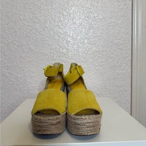 Brand:Marc Fisher / Style:Alida Ankle Espadrille/ Color:Yellow Suede / Size:5.5M